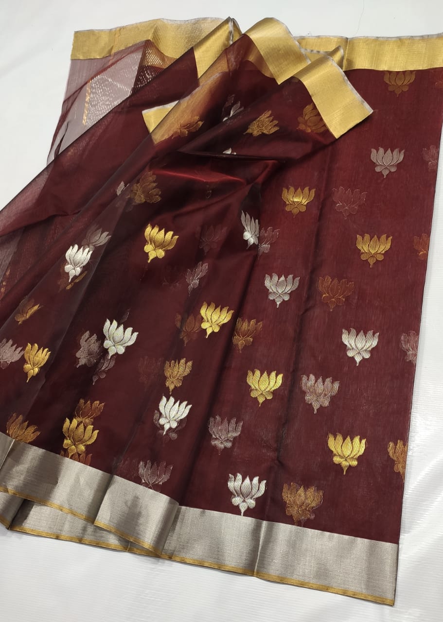 MAROON CHANDERI SAREE