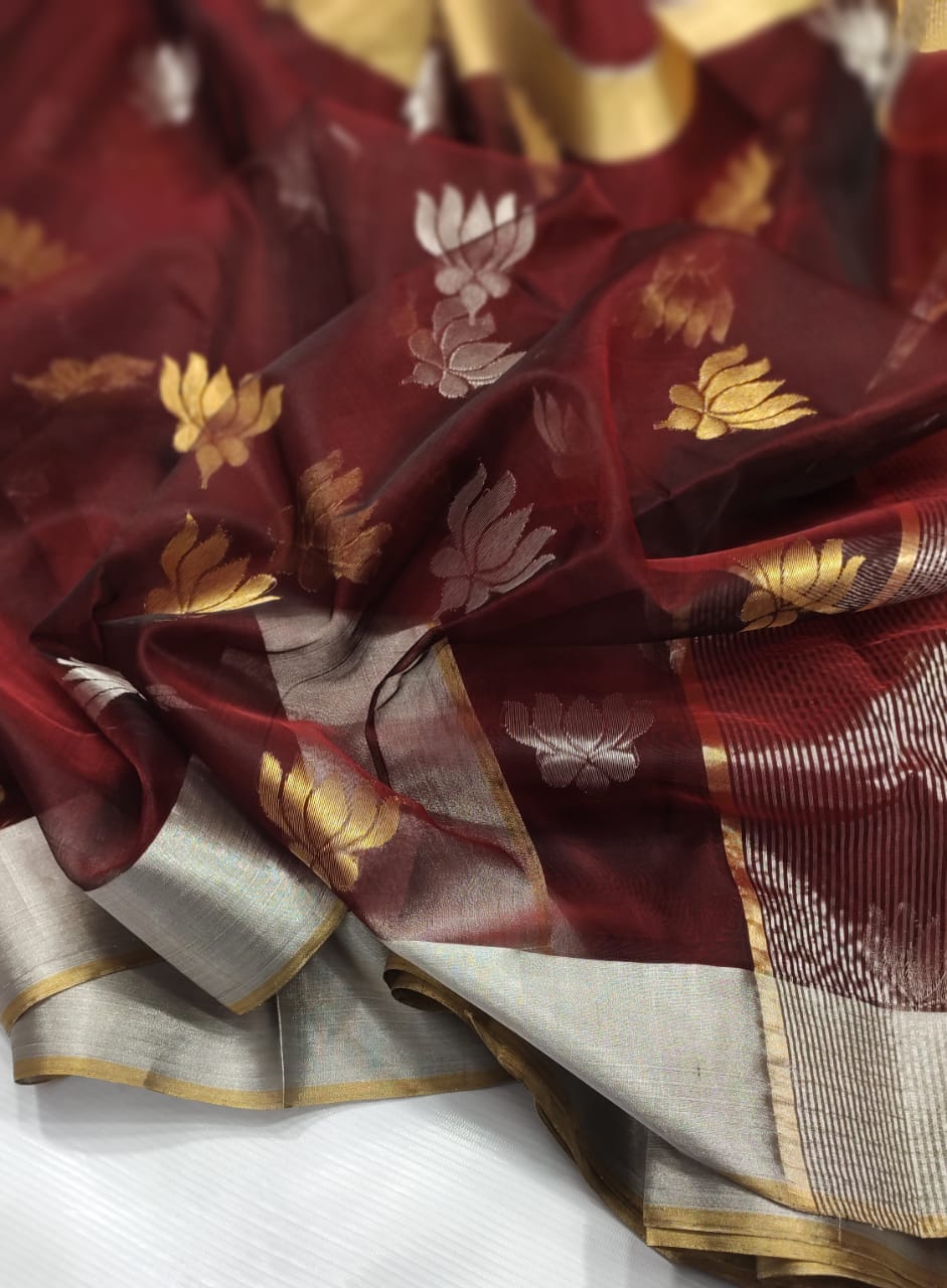 MAROON CHANDERI SAREE