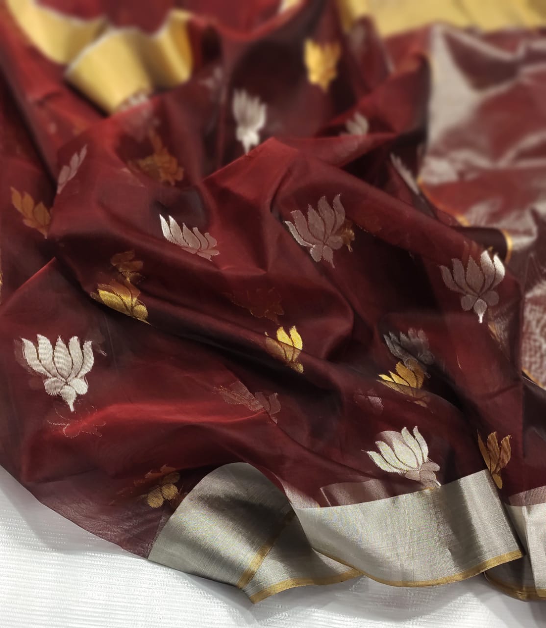 MAROON CHANDERI SAREE