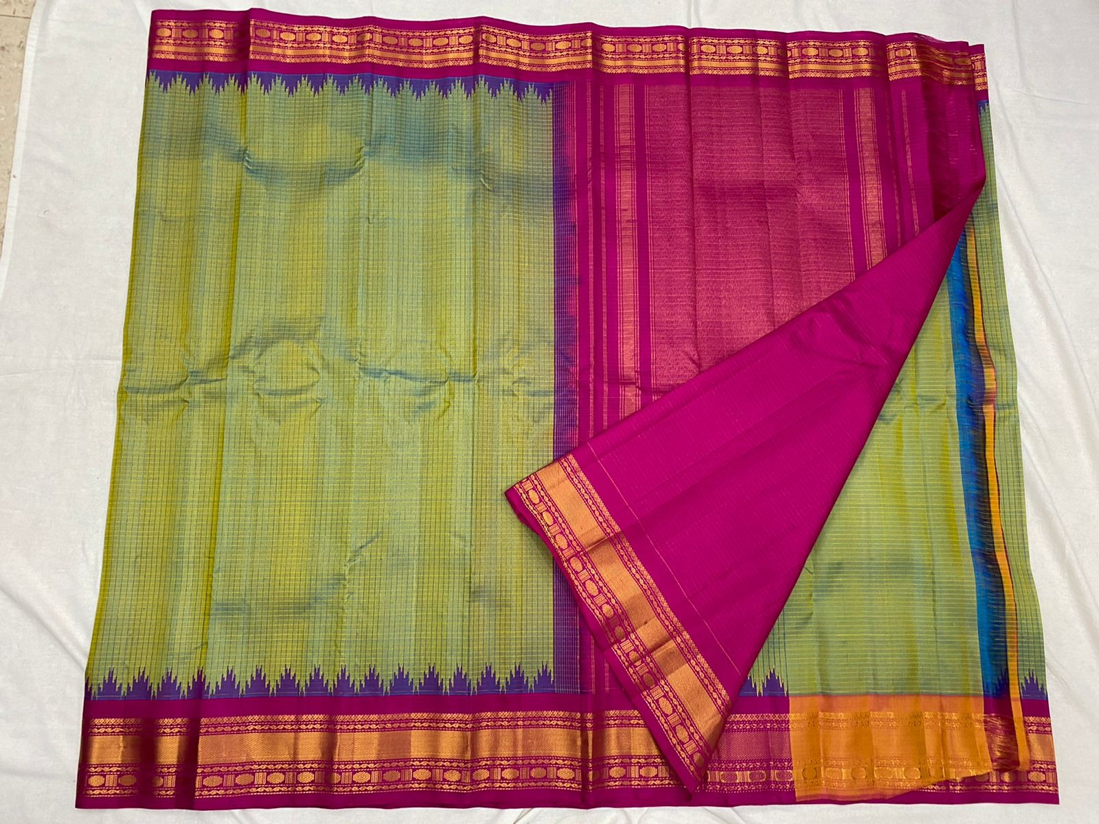 GREEN TEMPLE  SILK SAREE