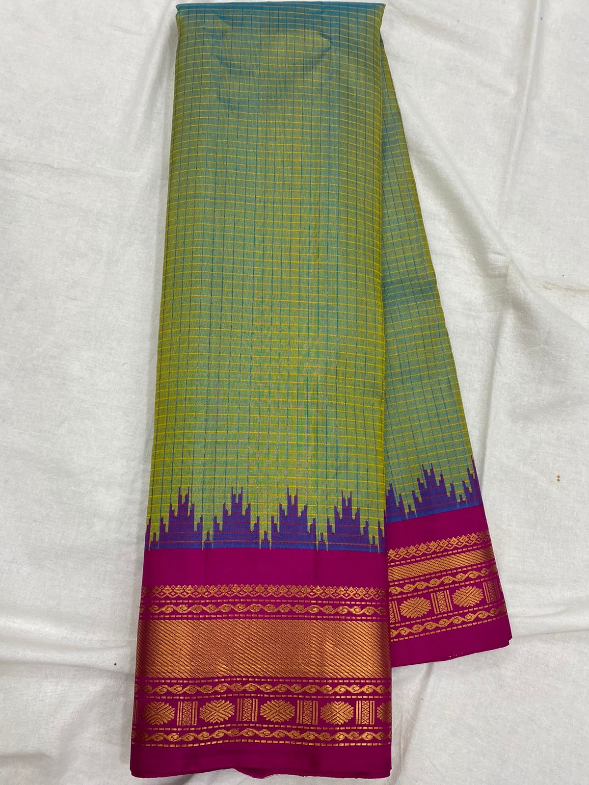 GREEN TEMPLE  SILK SAREE