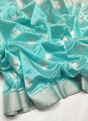 MINT BLUE CHANDERI SAREE