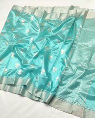 MINT BLUE CHANDERI SAREE