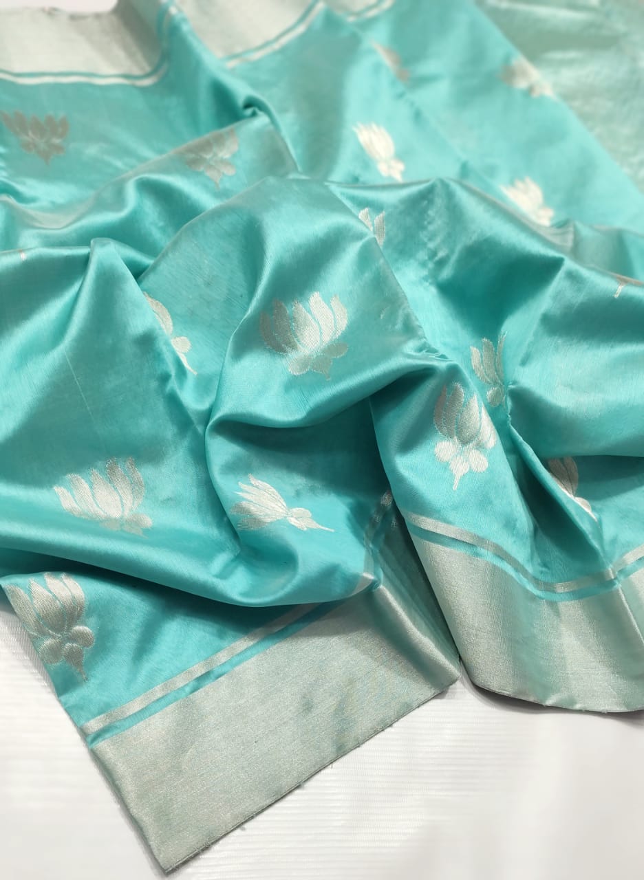 MINT BLUE CHANDERI SAREE