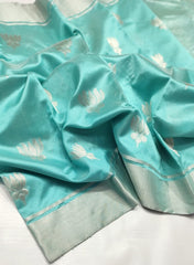 MINT BLUE CHANDERI SAREE