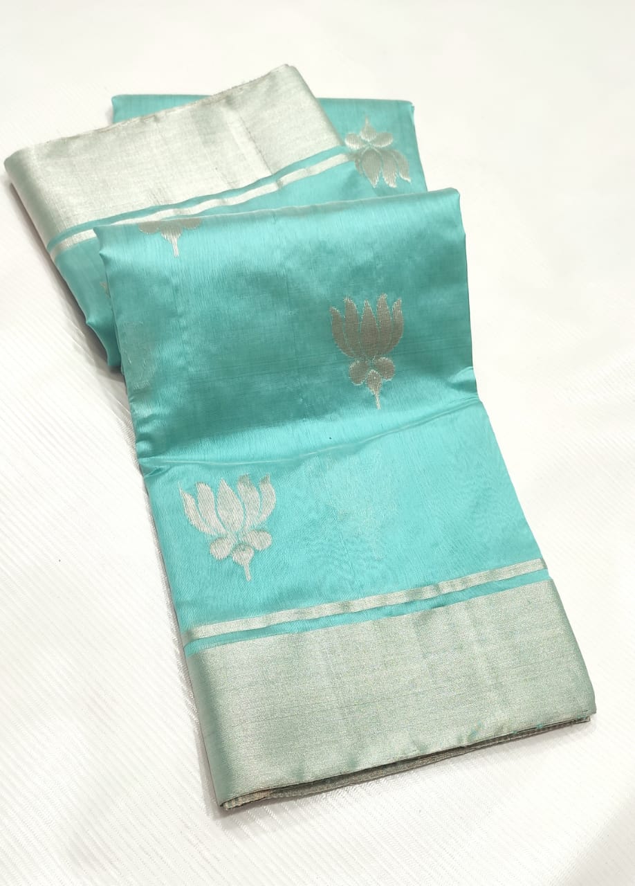 MINT BLUE CHANDERI SAREE