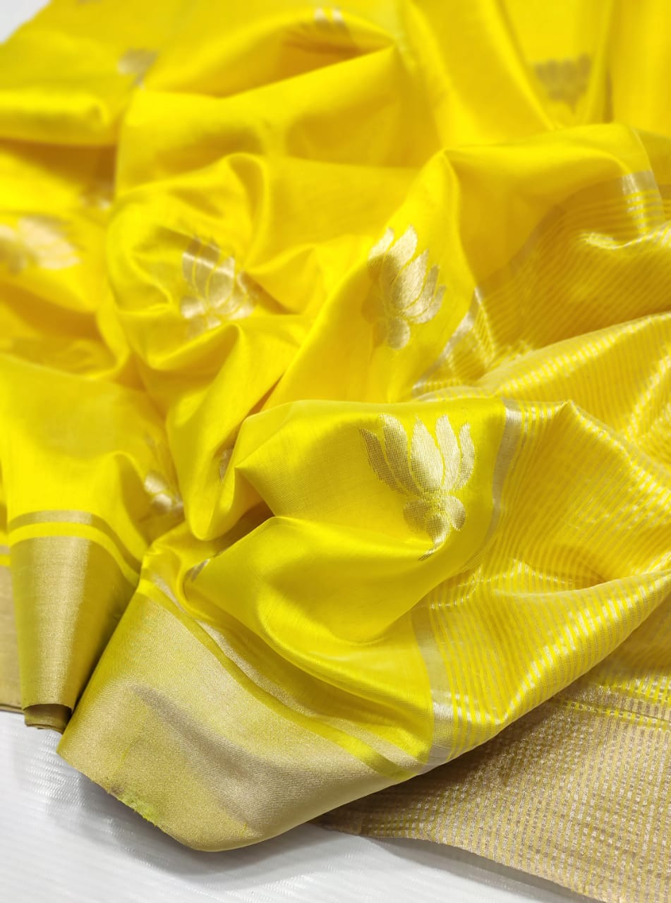 YELLOW CHANDERI SAREE