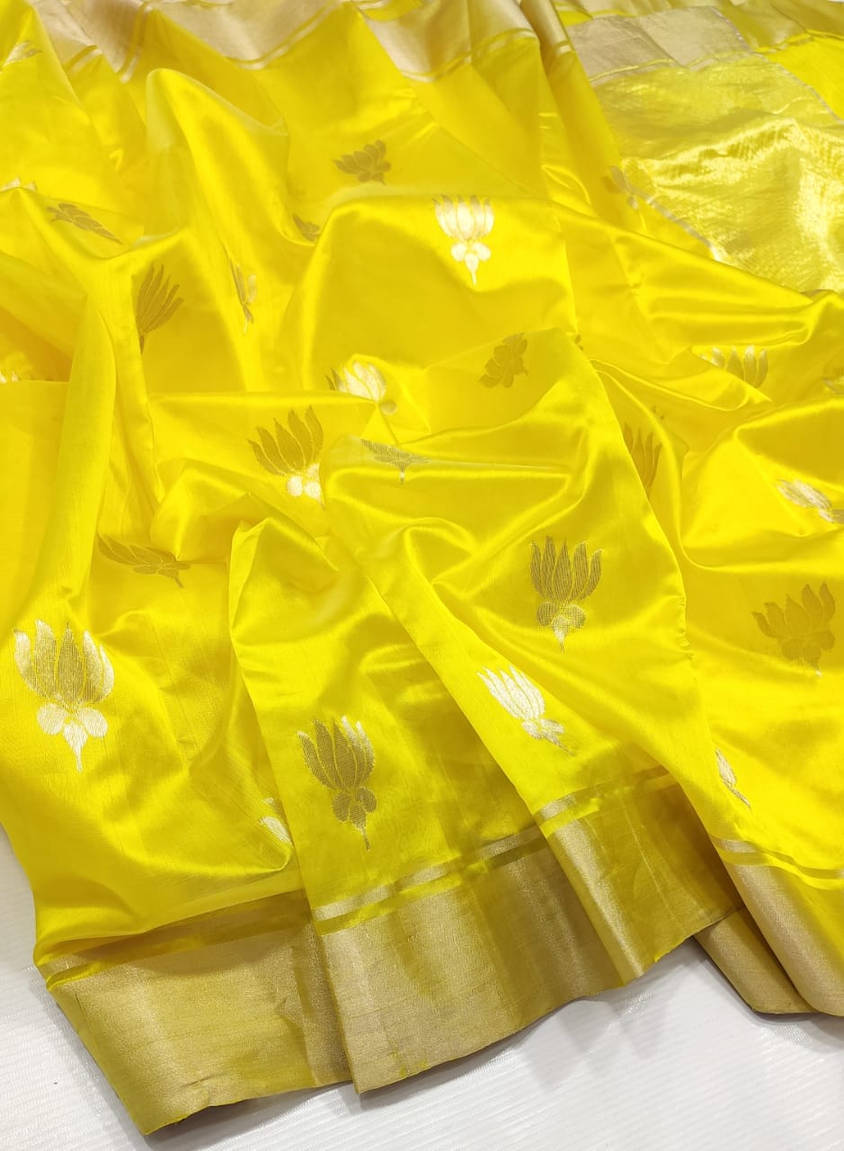 YELLOW CHANDERI SAREE