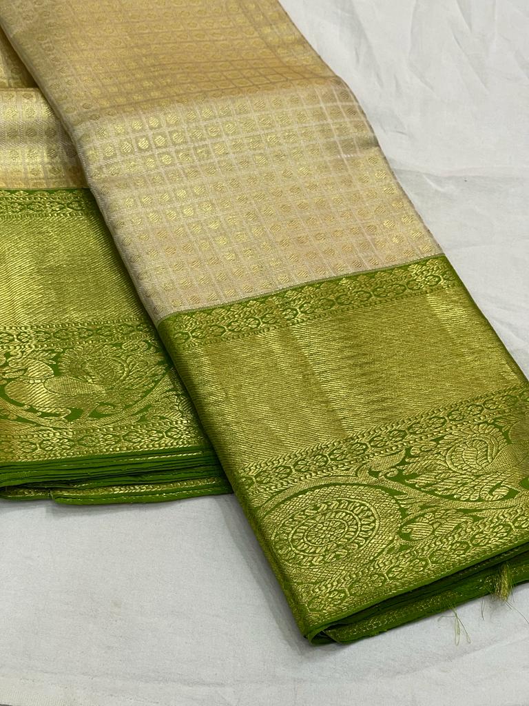 GOLD / GREEN KANCHI SILK SAREE