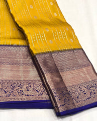 YELLOW / BLUE KANCHI SAREE