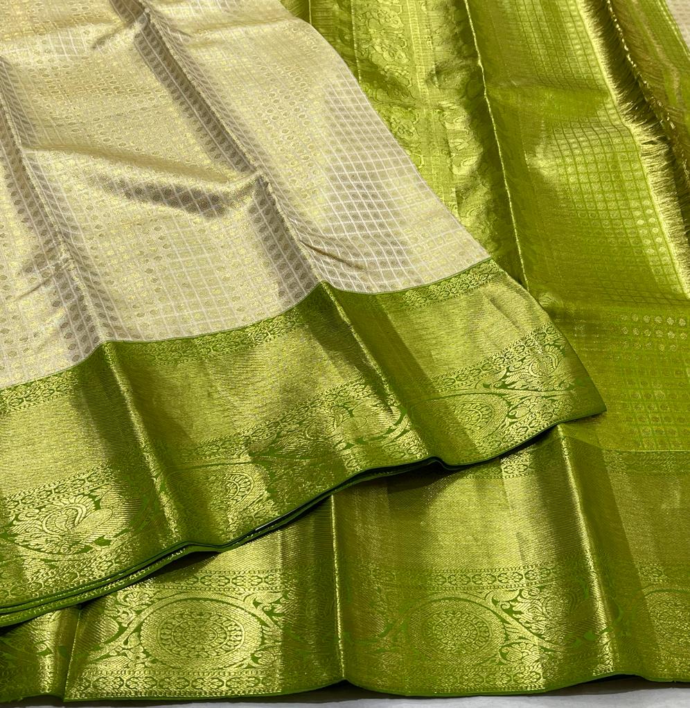 GOLD / GREEN KANCHI SILK SAREE