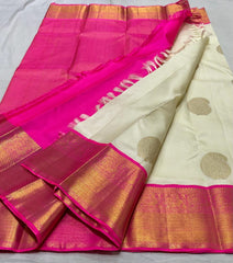 HALF WHITE / PINK SILK SAREE