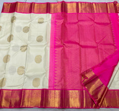 HALF WHITE / PINK SILK SAREE