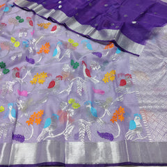 LAVENDER / SILVER ZARI KOTA SAREE