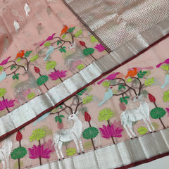 PINK / SILVER ZARI KOTA SAREE