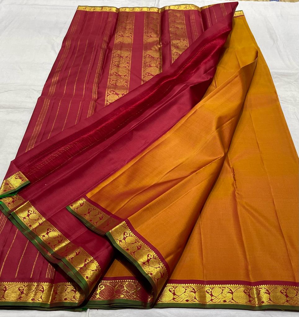 MUSTARD SIMPLE SILK  SAREES