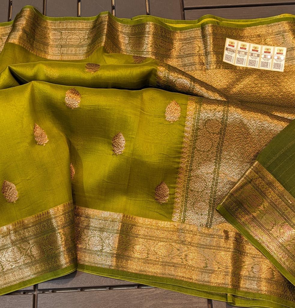 MEHENDI GREEN KORA ORGANZA SILK