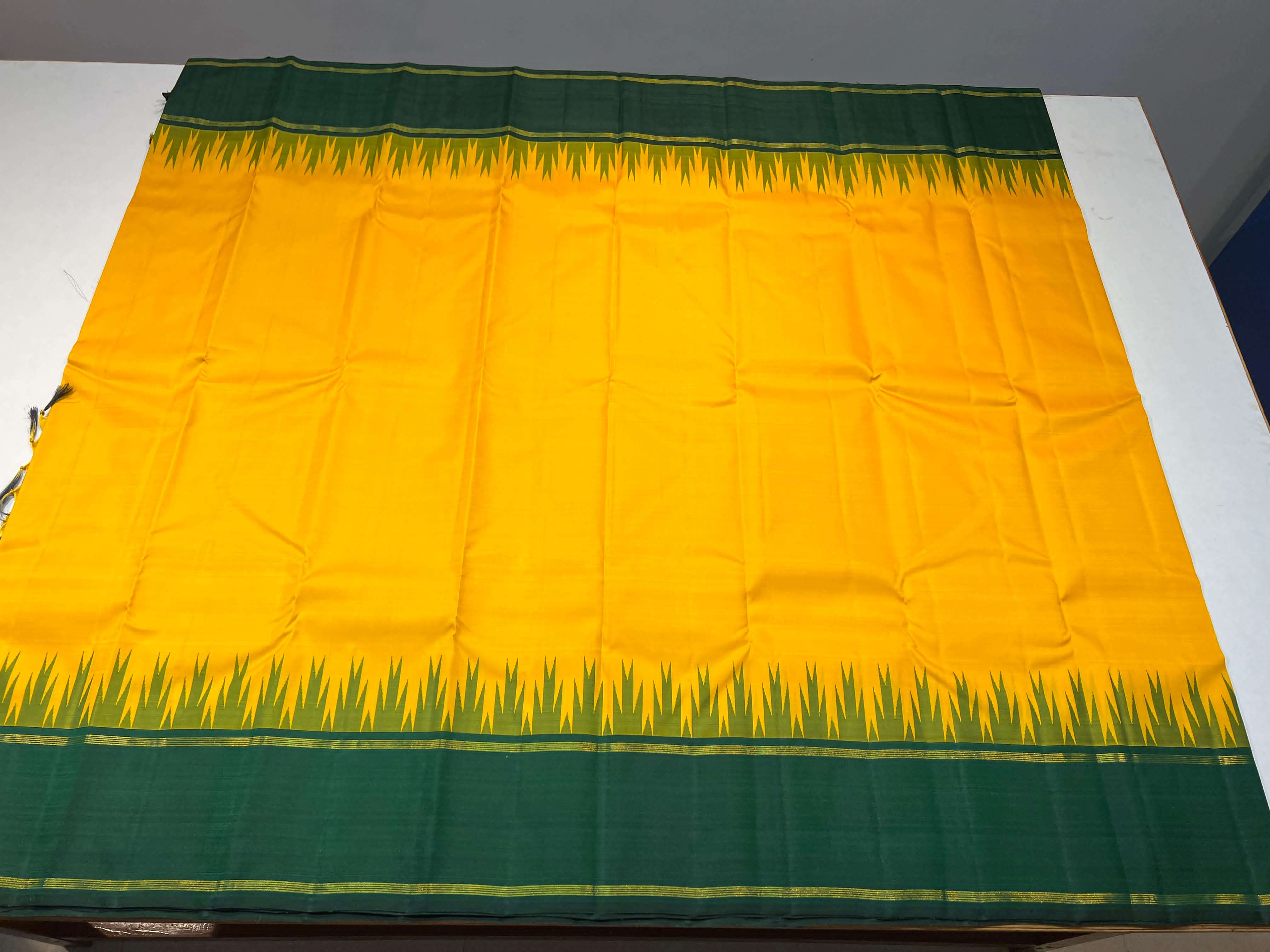 YELLOW/ GREEN KANCHI SILK SAREE