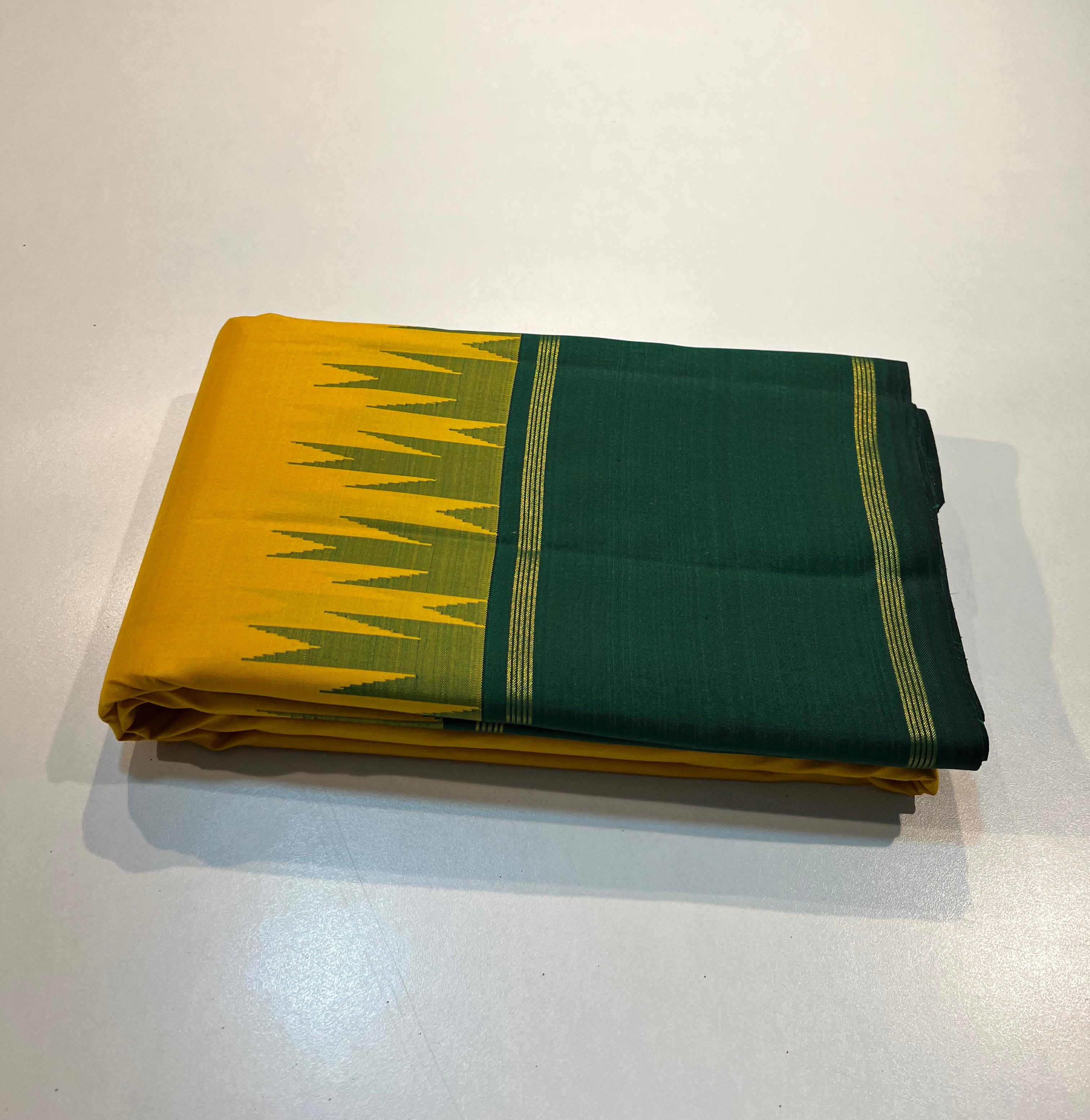 YELLOW/ GREEN KANCHI SILK SAREE