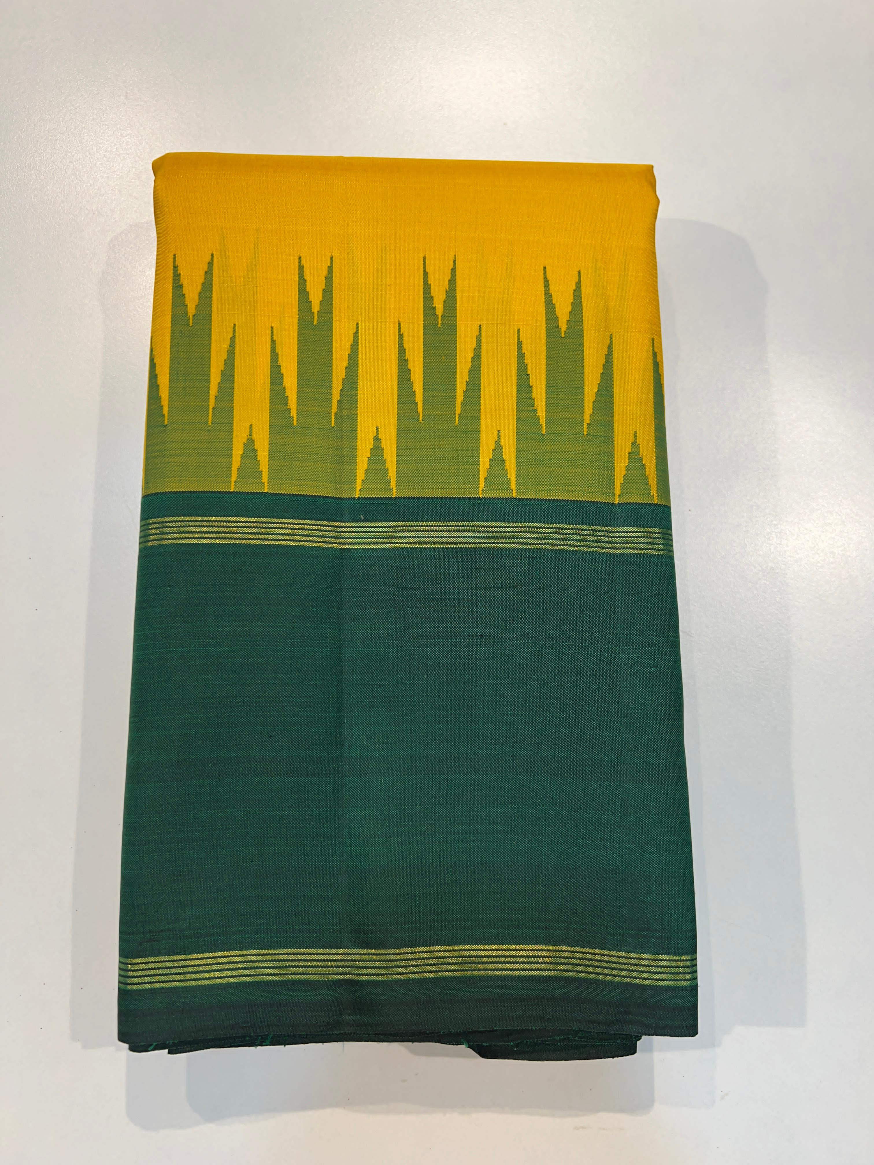 YELLOW/ GREEN KANCHI SILK SAREE