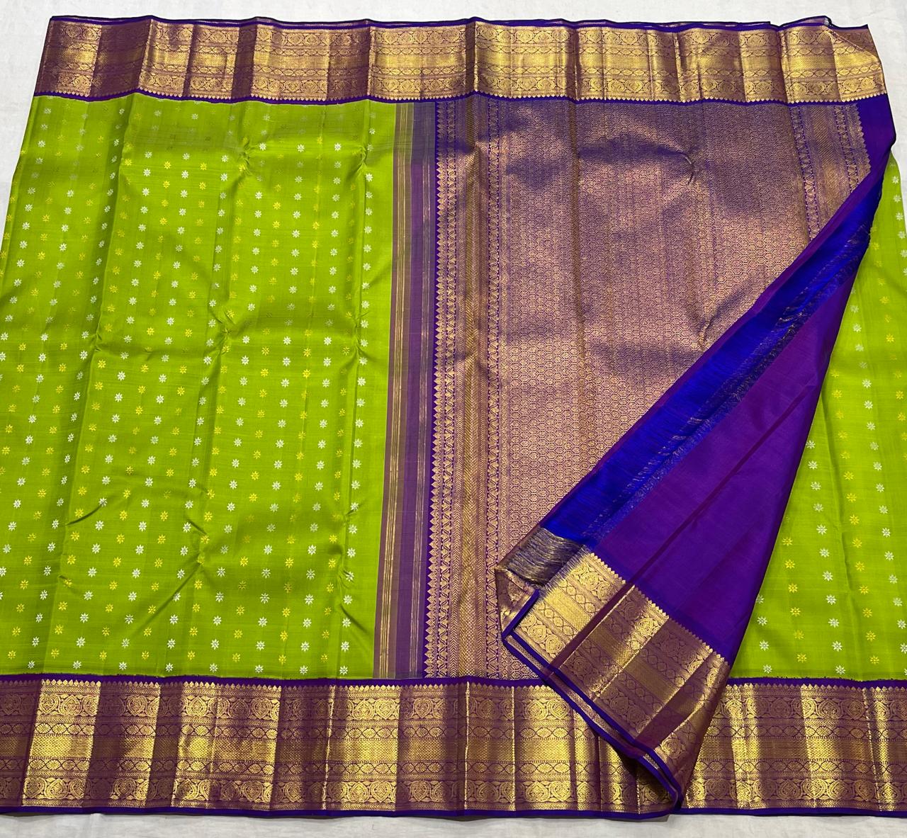 PARROT GREEN PURPLE  KANCHI SAREE