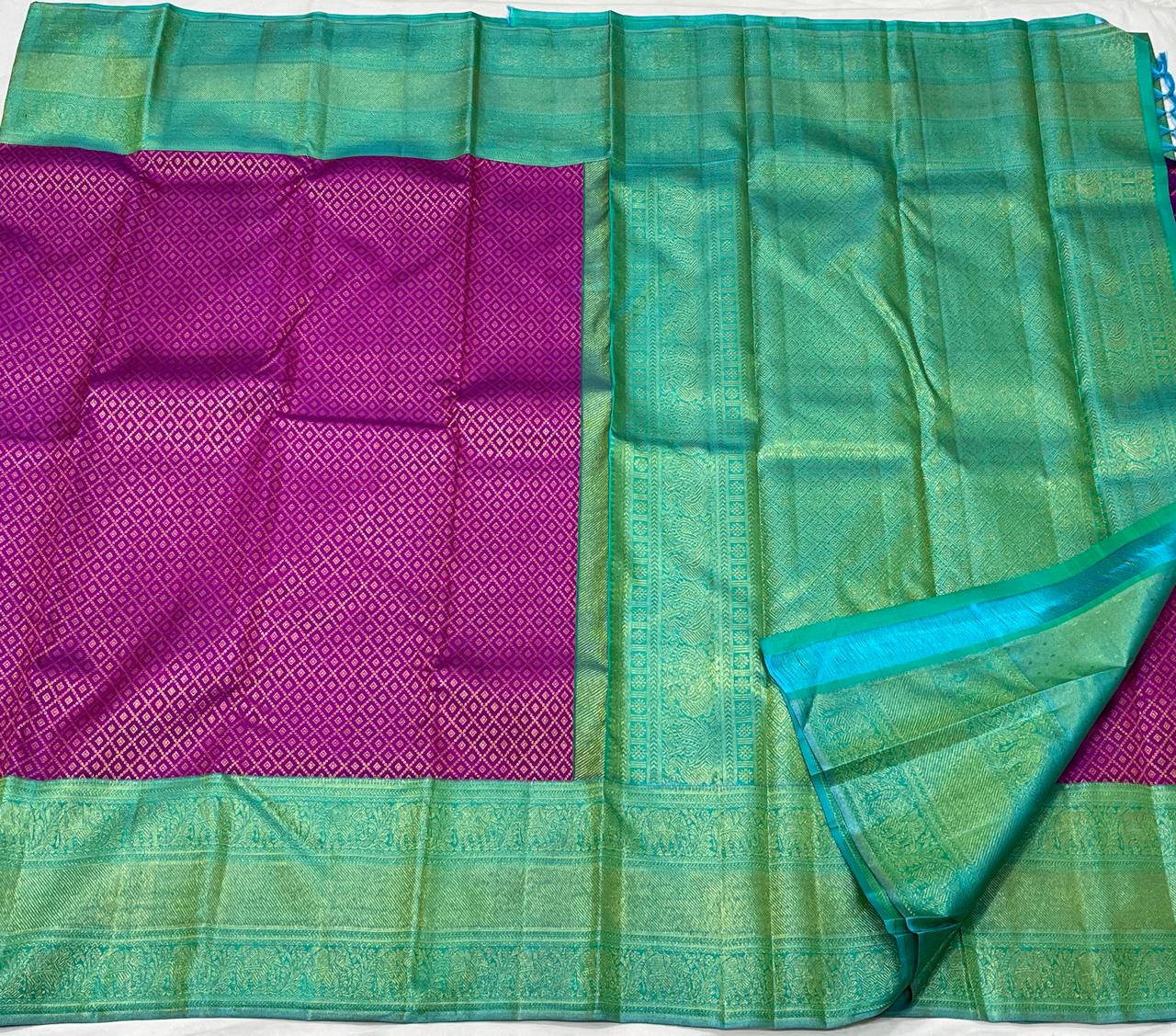 GREEN PINK KANCHI SAREE