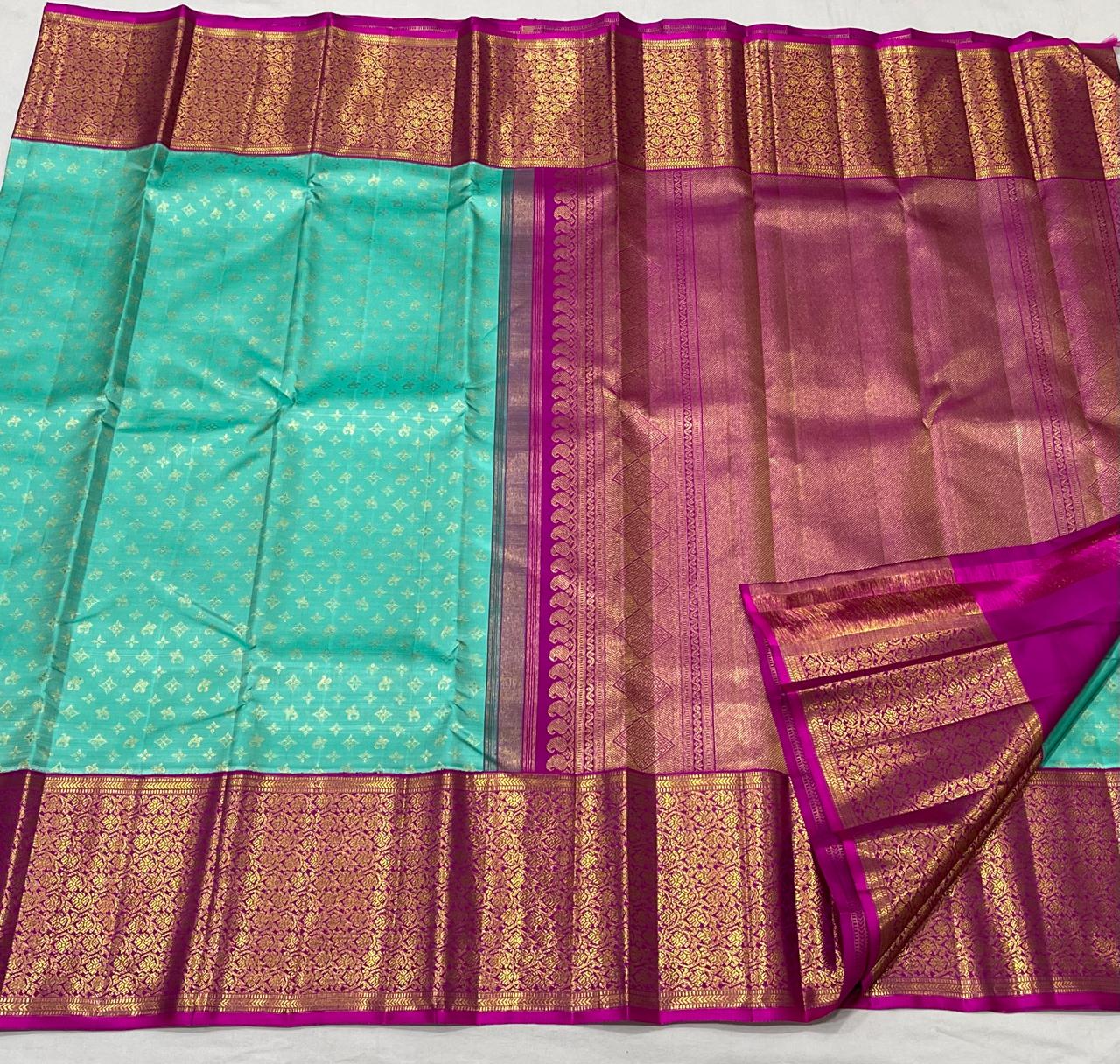 SEE BLUE PINK KANCHI SAREE