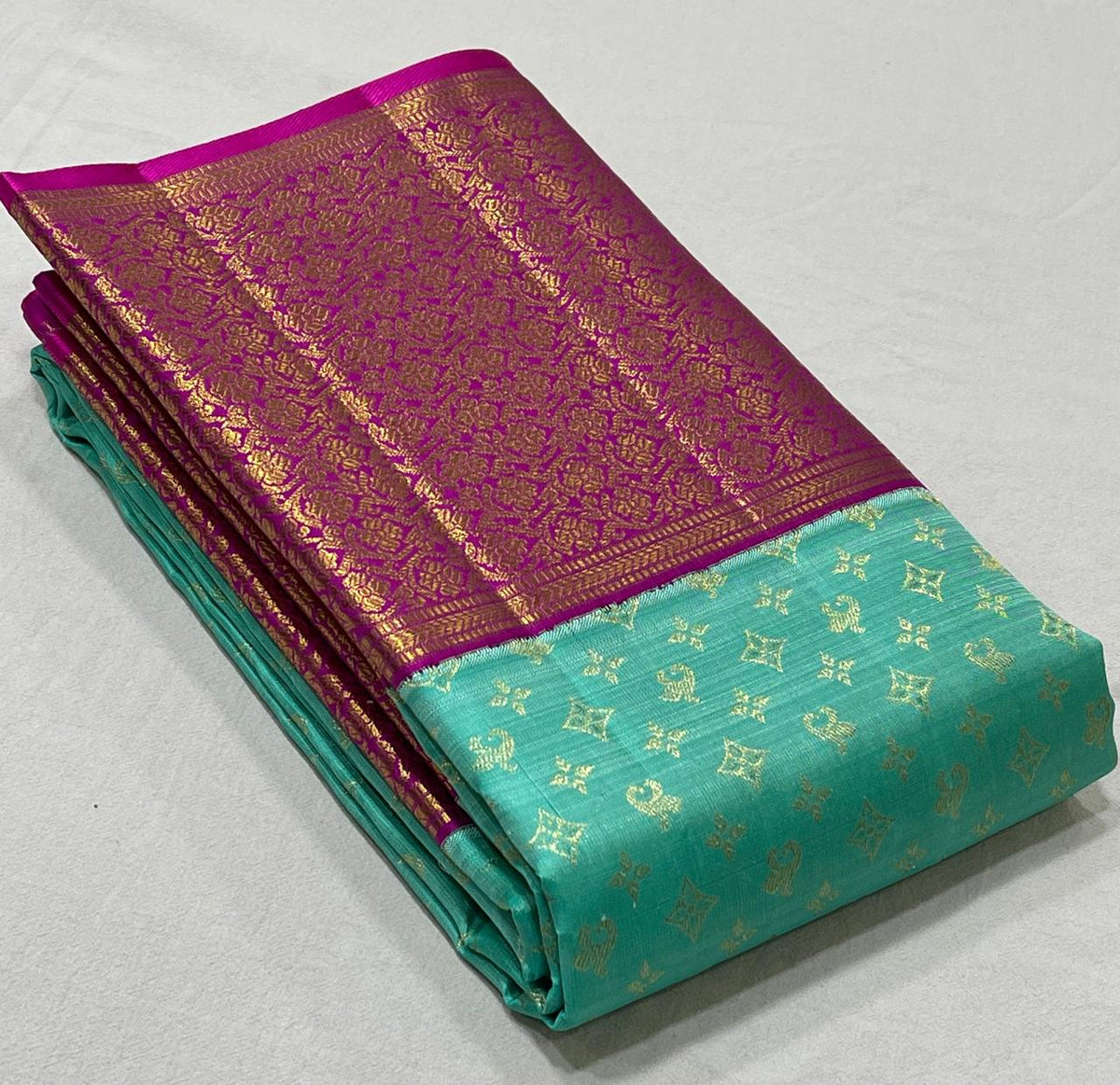 SEE BLUE PINK KANCHI SAREE