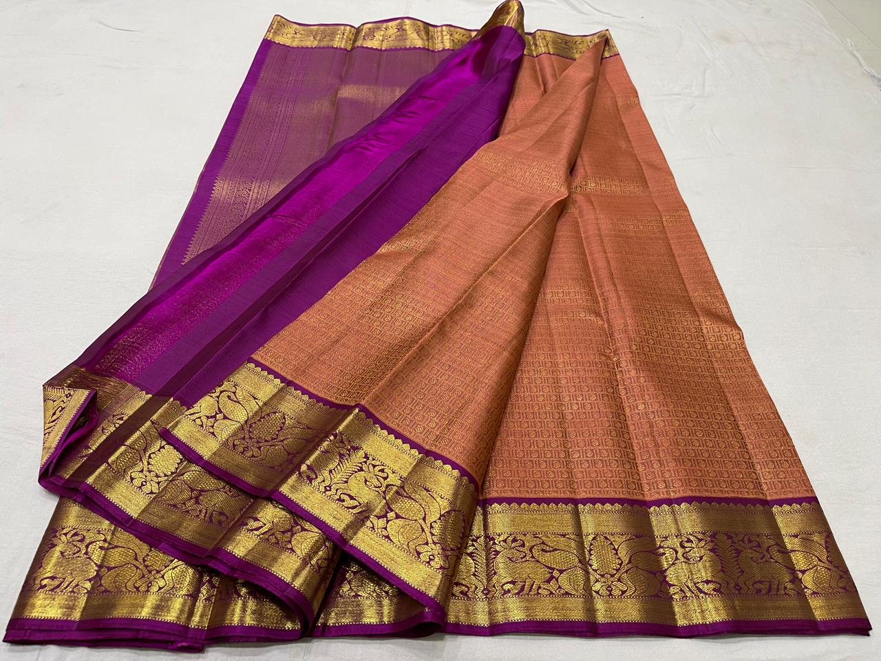 SAPOTA COLOR PURPLE  KANCHI SAREE