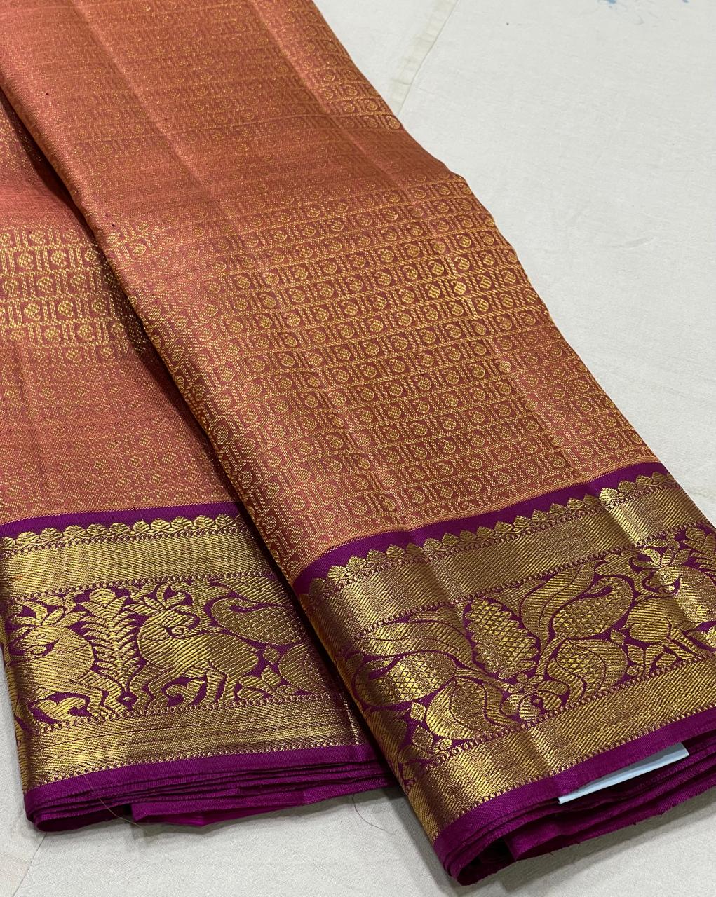 SAPOTA COLOR PURPLE  KANCHI SAREE