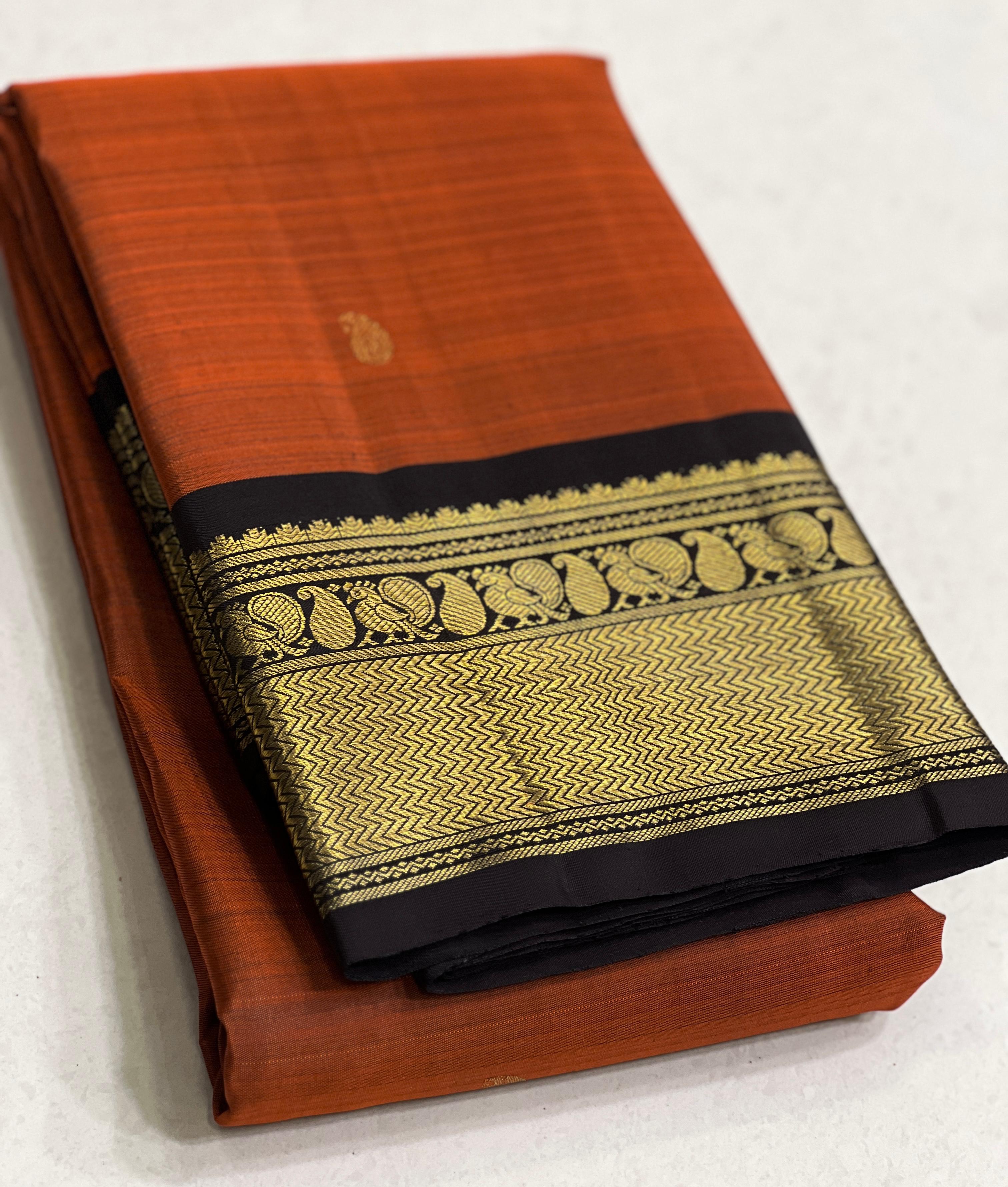 BROWN BLACK  KANCHI SILK SAREE