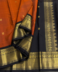 BROWN BLACK  KANCHI SILK SAREE