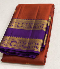 BROWN PURPLE  KANCHI SILK SAREE