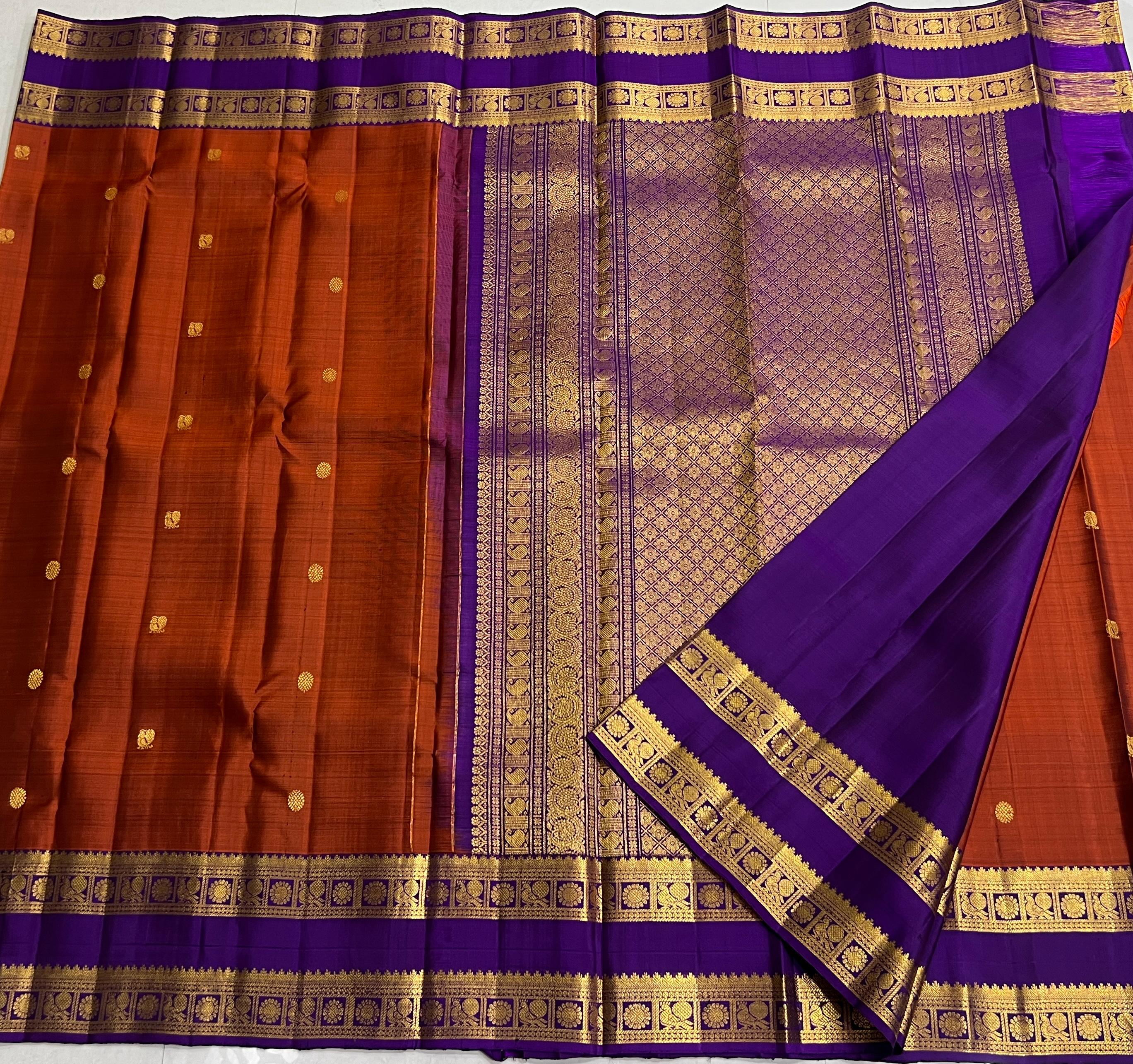 BROWN PURPLE  KANCHI SILK SAREE