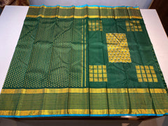 GREEN/SKY BLUE KANCHI SILK SAREE