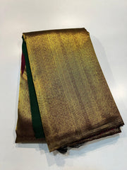 GREEN MAROON BORDERLESS SAREE