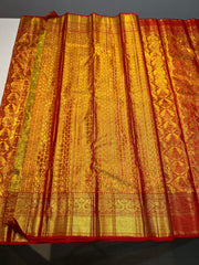 GOLD RED KANCHI SILK SAREE