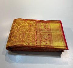 GOLD RED KANCHI SILK SAREE