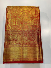 GOLD RED KANCHI SILK SAREE