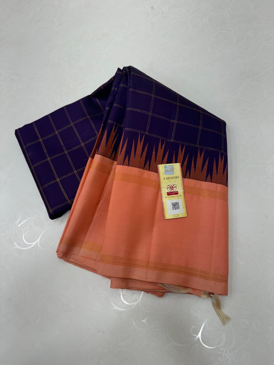 PURPLE TEMPLE BOARDER SAREE