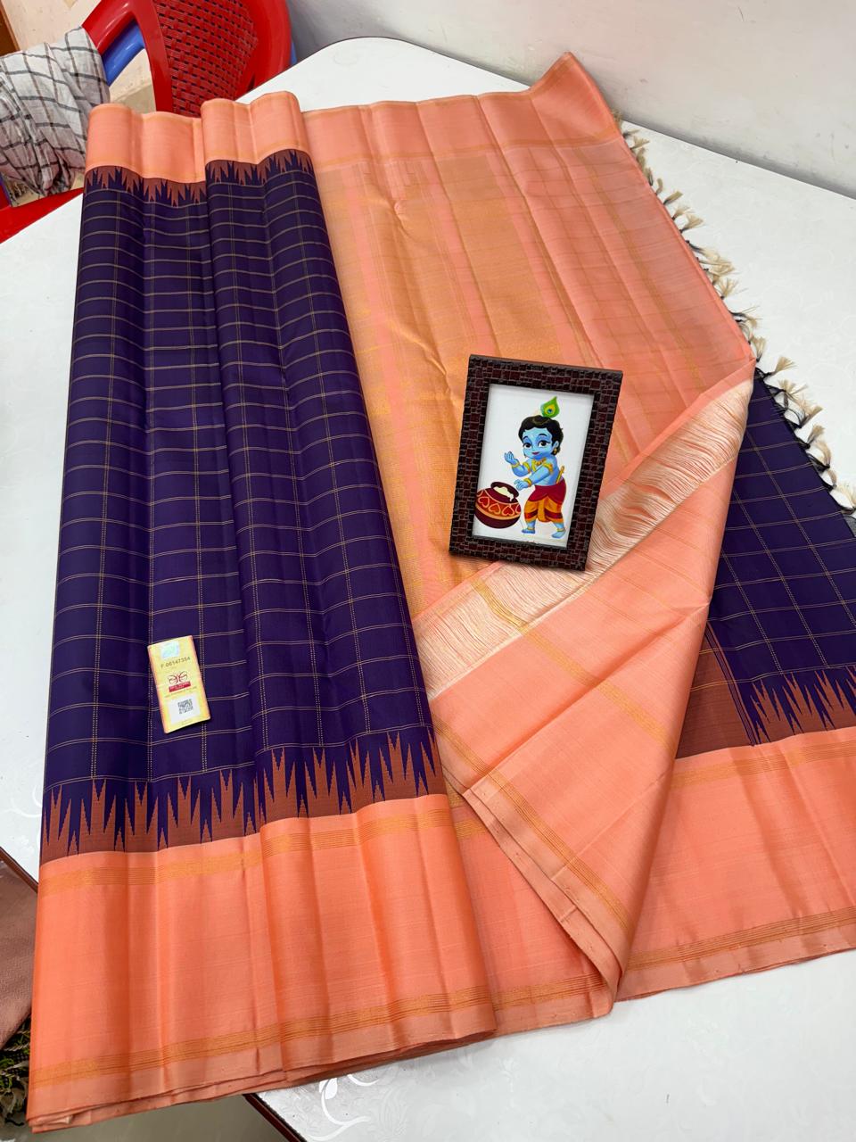 PURPLE TEMPLE BOARDER SAREE