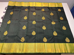 DARK GREEN /PASTEL GREEN COLOUR COMBINITION  KANCHI SILK SAREE