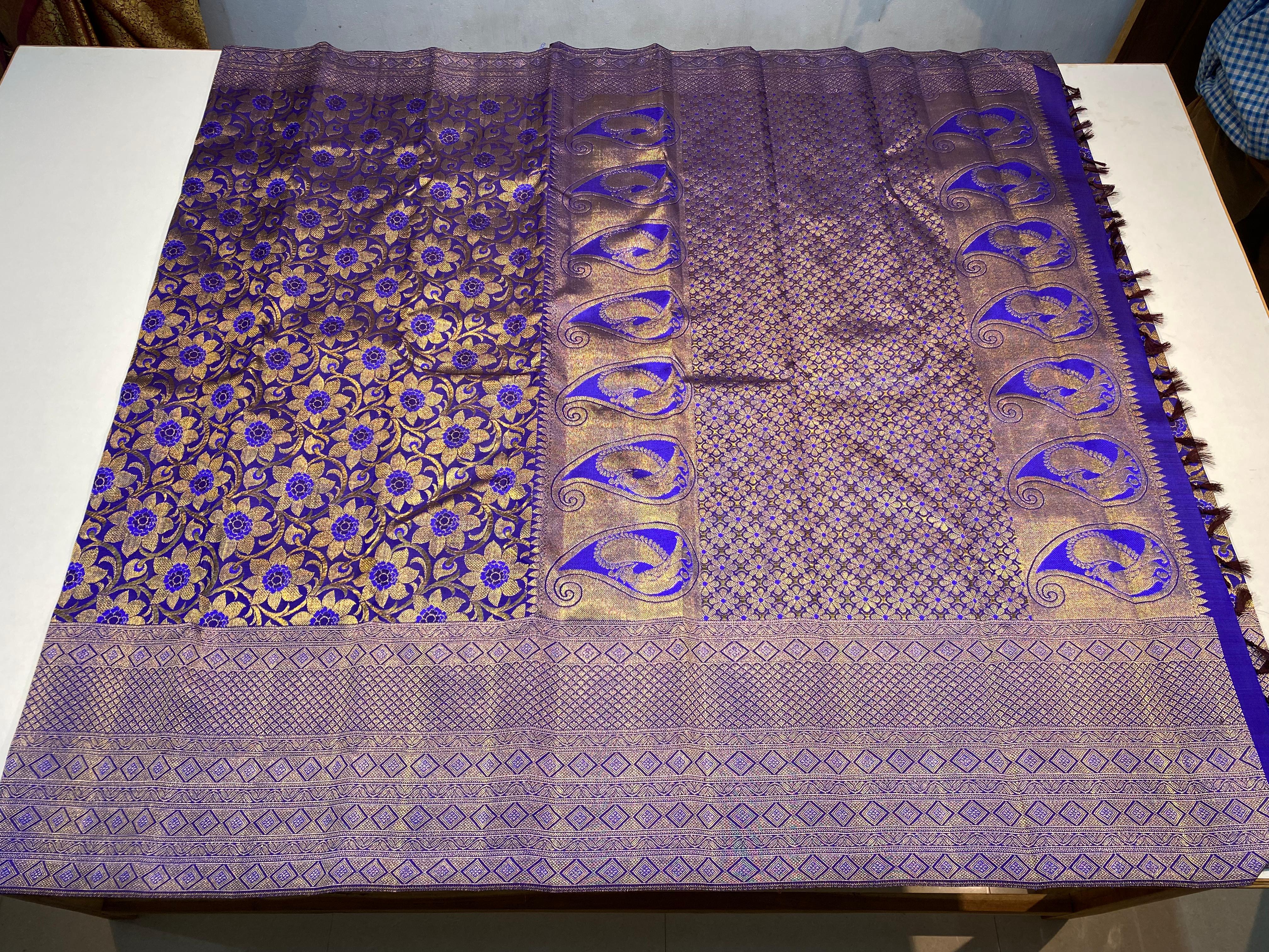 NAVY BLUE KANCHI SILK SAREE