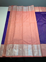 VOILET/PEACH COLOUR COMBITION PURE KANCHI SILK SAREE