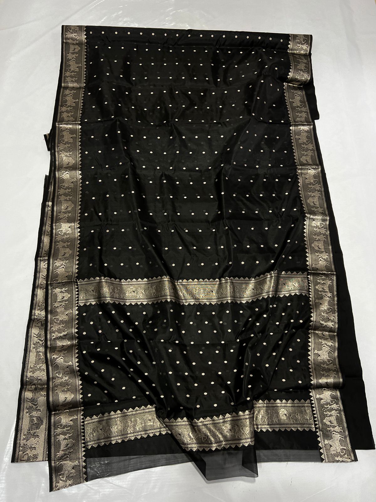 BLACK / SILVER  CHANDERI SAREE