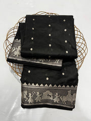 BLACK / SILVER  CHANDERI SAREE