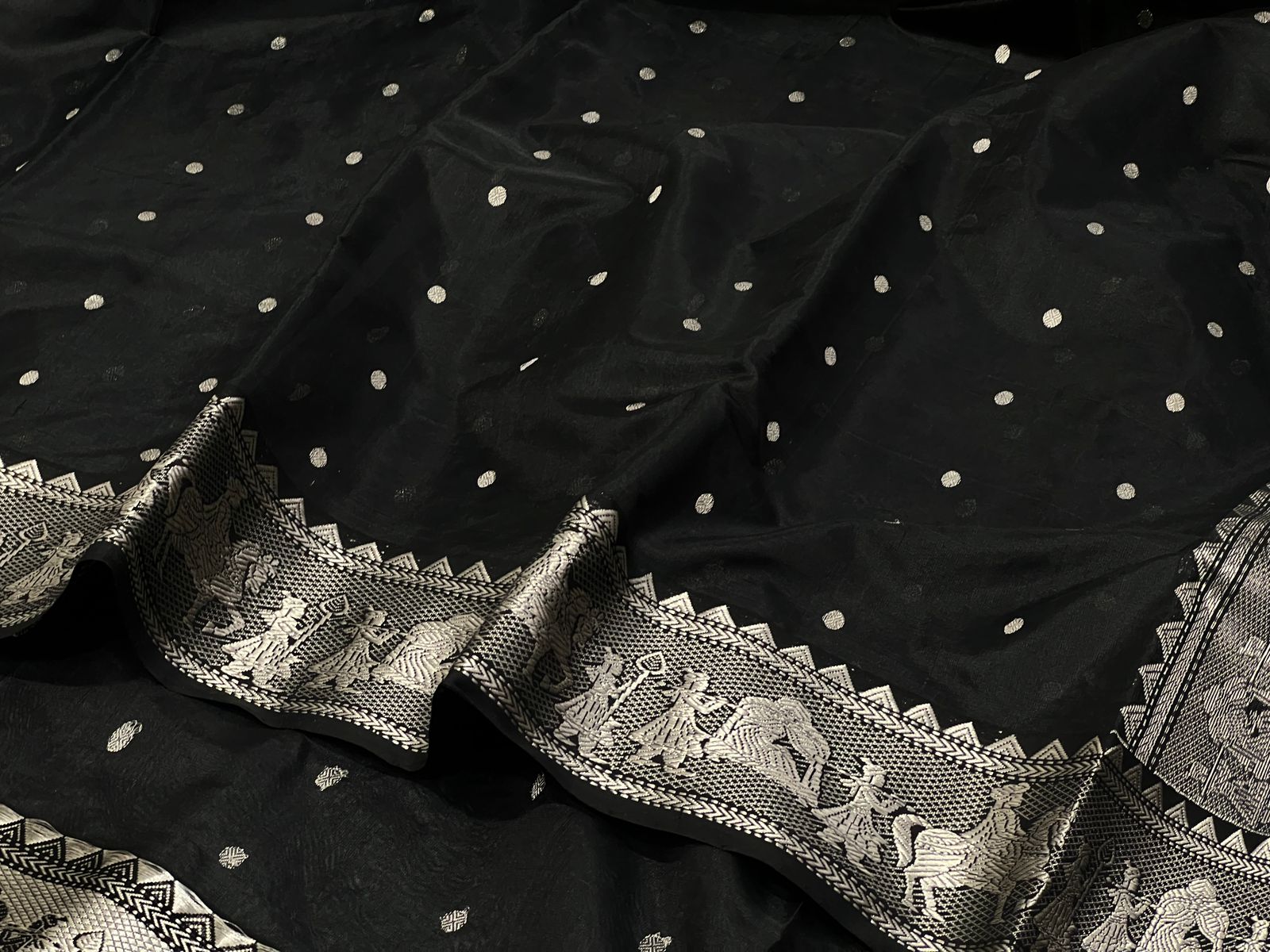 BLACK / SILVER  CHANDERI SAREE