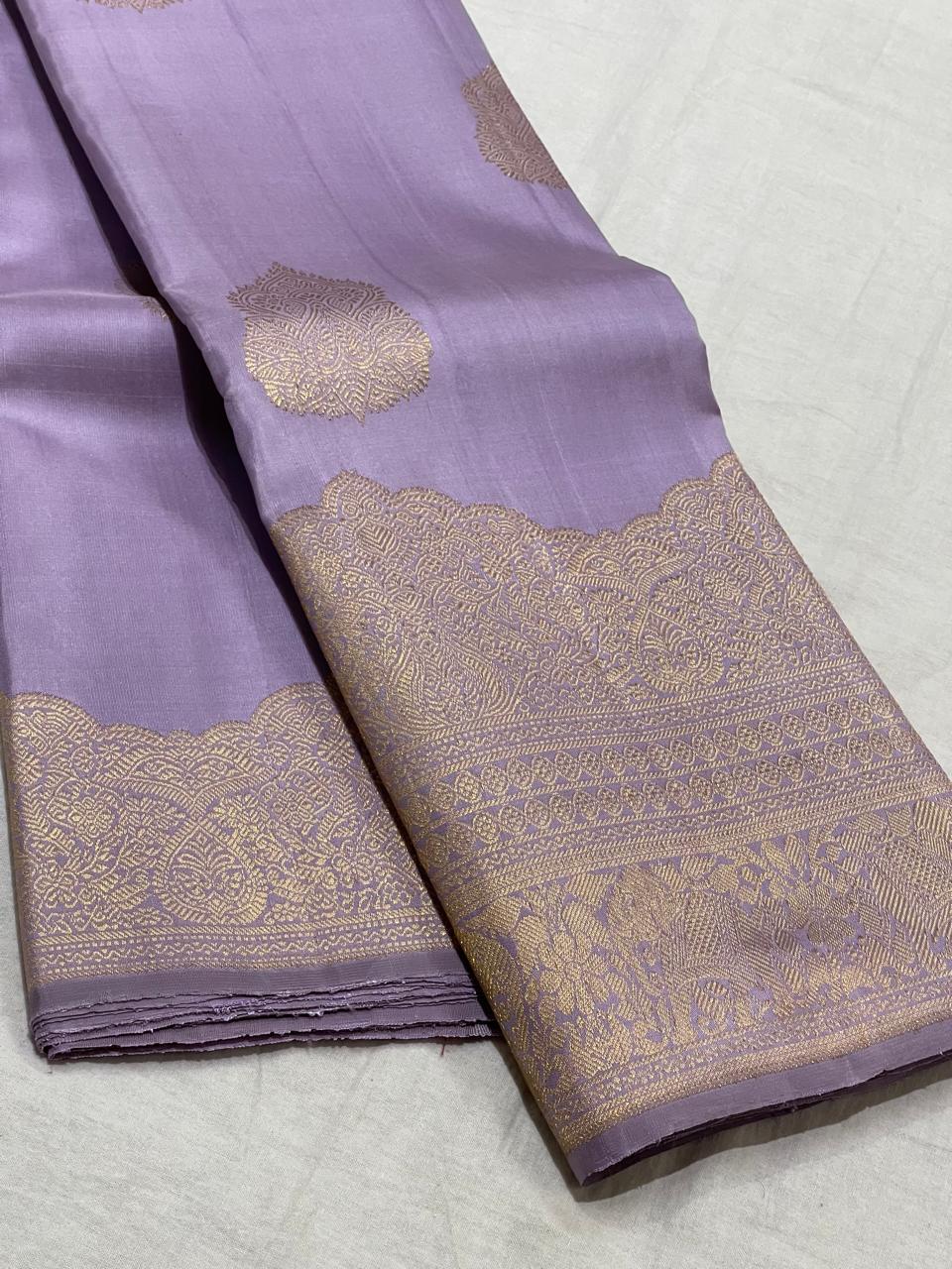 LILAC COLOUR COMBITION PURE KANCHI SILK SAREE