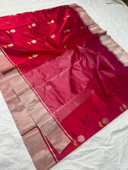 PINKISH RED CHANDERI SAREE