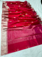 PINKISH RED CHANDERI SAREE